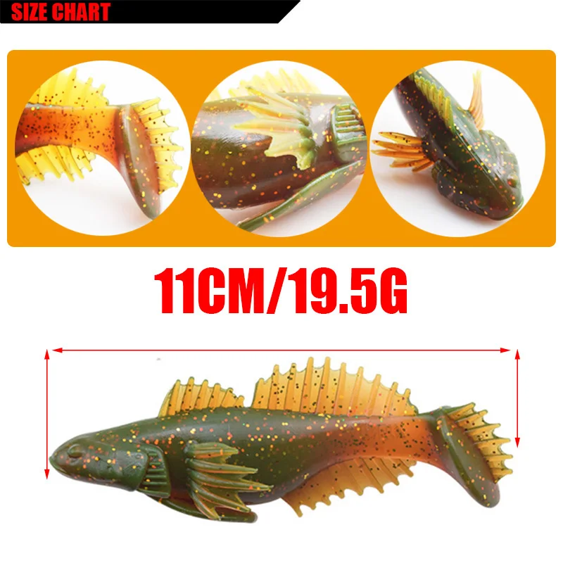 WDAIREN 3D Scanned Soft Fish 10cm 20g Fishing Lure With T-Style Paddle Tail Silicone Bait flanking action Fishing Tackle FA-447