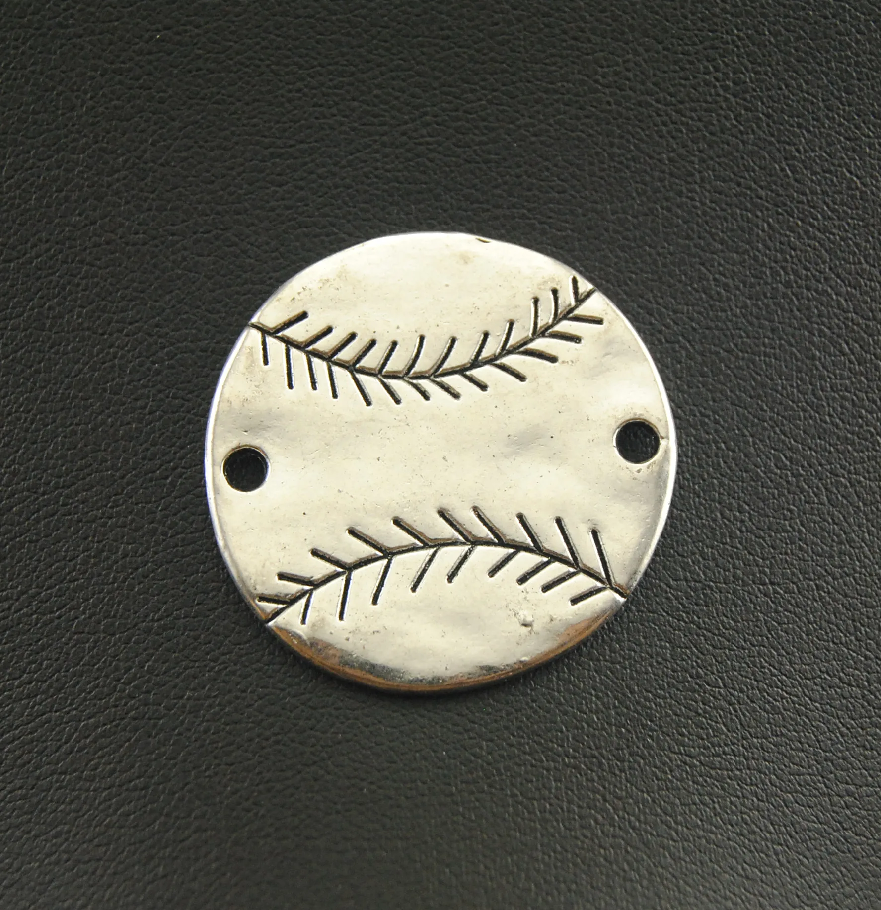 Wholesale Lot of 5 Baseball Connector Charm Large Silver Metal Sports DIY Bracelets Necklaces