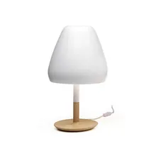 Lámpara de mesa de hongo blanco Vintage, lámpara de escritorio de madera E27/E26 Retro Para el dormitorio de casa, noche de noche, iluminación de mesa artística TA046