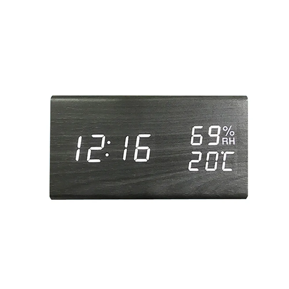 

LED Wooden Digital Alarm Clock 3 Levels Adjustable Brightness/3 Groups of Table Digital Electronic Desktop Powered Clocks12.46