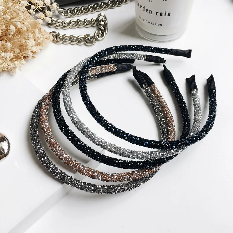 

WEIJUN Women Adult Fashion Hairbands Solid Headwear Flash Drill Narrow edged Hairpin Hair Accessories Girls Hair Accessories