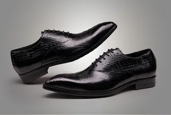 

England Style Men Pointed Toes Genuine Leather Lace Up Leather Dress Shoes Men High grade Retro Lace Up Autumn Winter Dress Shoe