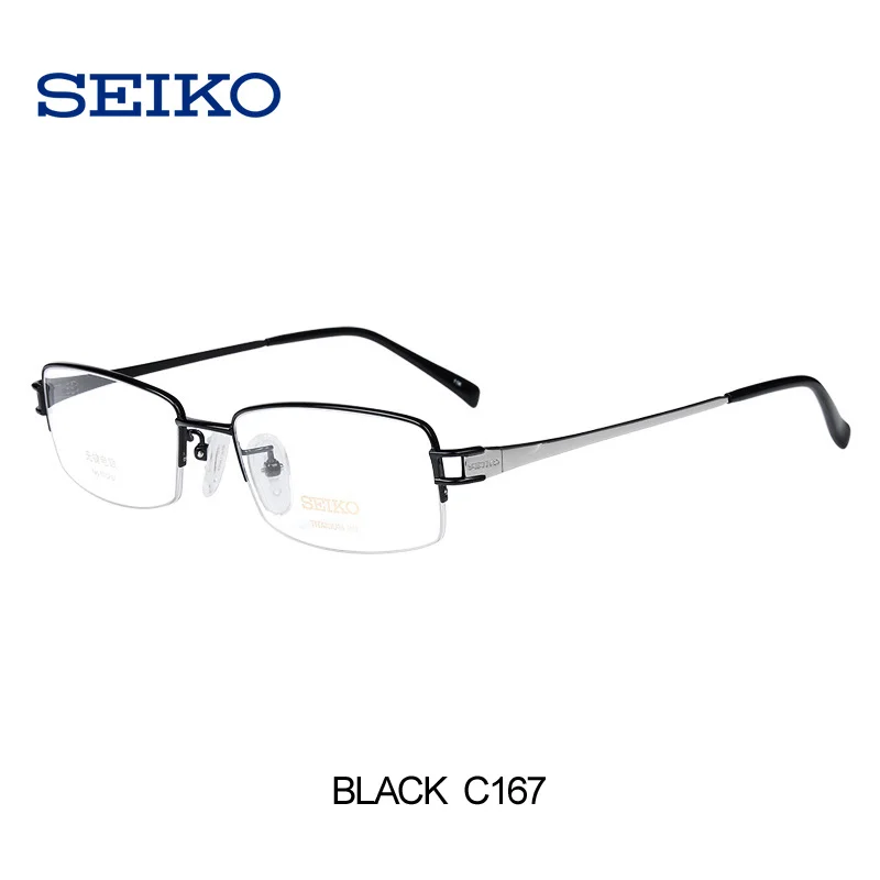 SEIKO титановая оптическая оправа, мужские очки, компьютерные очки, прозрачные линзы для глаз, мужские очки по рецепту, очки HT01094 - Цвет оправы: C167 Black