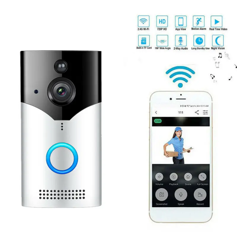 Smart WiFi Doorbell Camera Video Wireless Remote Door Bell CCTV Chime Phone APP