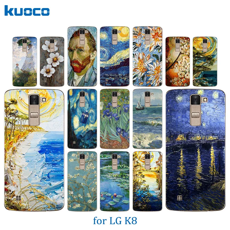 

Soft TPU Phone Back Cover Case for LG K8 Lte K350 K350E K350N 5.0" K 8 Case Cover Coque For LG K8 Van Gogh Pattern Fundas