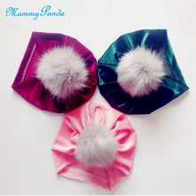 Бархат помпонами зимние теплые шапки Дети Детская чалма шапочка venonat шапки детские шапки для маленьких девочек Muts дети шляпа bebes Acessórios