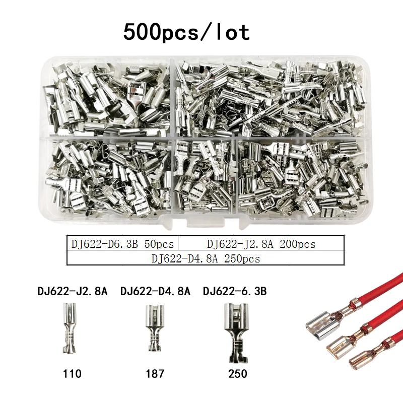 SN-48B обжимные плоскогубцы 0,5-2.5mm2 20-15AWG SN-28B/2B/11011/2 Dupont XH2.54 KF2510 SM 2,54 3,96 TAB 2,8/4,8/6,3 Тип разъема терминала - Цвет: 500pcs terminal