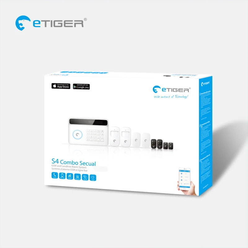 Система сигнализации Etiger S4 IOS Android беспроводная GSM с розничной коробкой|kit kits|kit