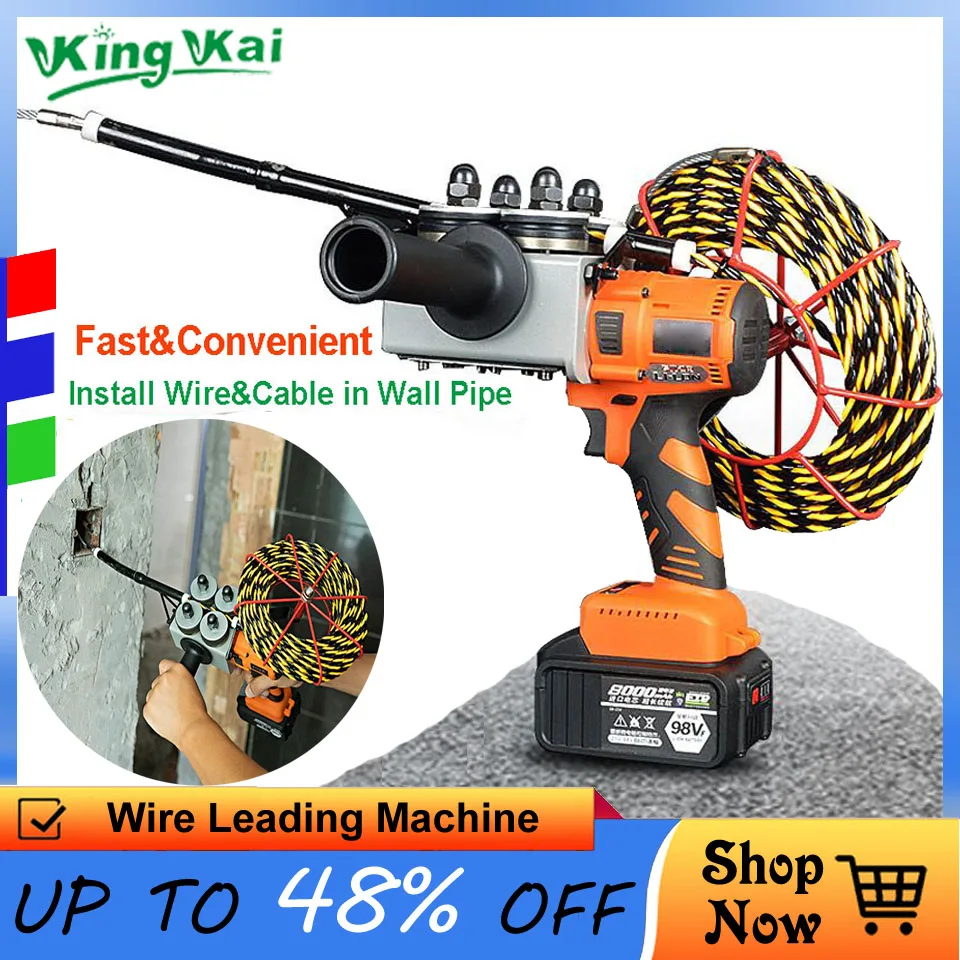 

Lithium Battery Electrician Automatic Electric Wire Cable Leading Machine Artifact Wire Feeder For Electrician Wiring In Wall
