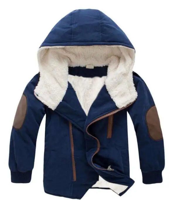 

2018 New Year s' Boys Boy Jackets children Clothing Stitching lamb thickening plus velvet hooded long section of cotton clothes