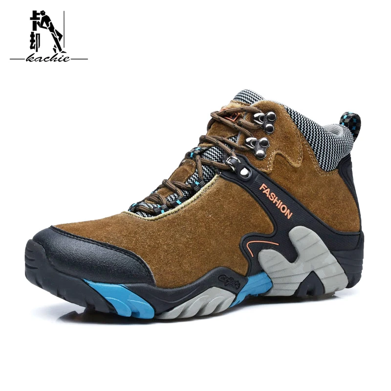  KACHIE Men Hiking Shoes Non-slip Waterproof Climbing Shoes Anti-skid Wear Resistant Breathable Hiking Boots Outdoor Sport Shoes 
