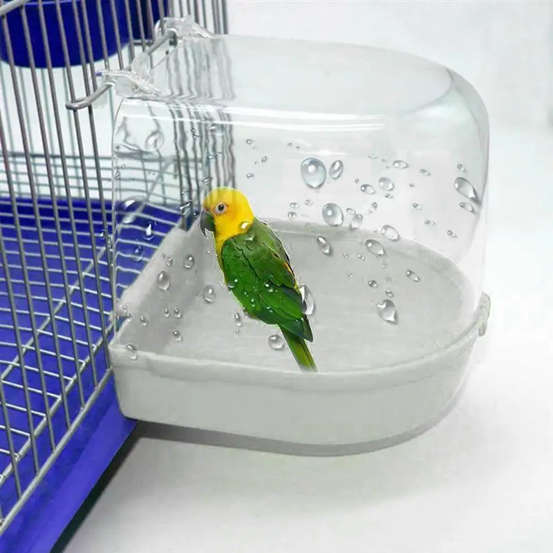 Подушка для ванны с птицами, коробка для ванны, инструмент для чистки птиц, клетка, аксессуары для ванны с попугаем, прозрачный пластиковый подвесной Душ для ванной