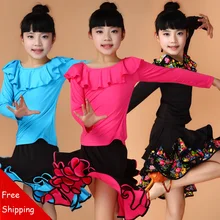 Длинные рукава Большой размер бахрома танец платье дети латинский бальные платья Faldas детей Vestido танго Dancewear сальса костюм