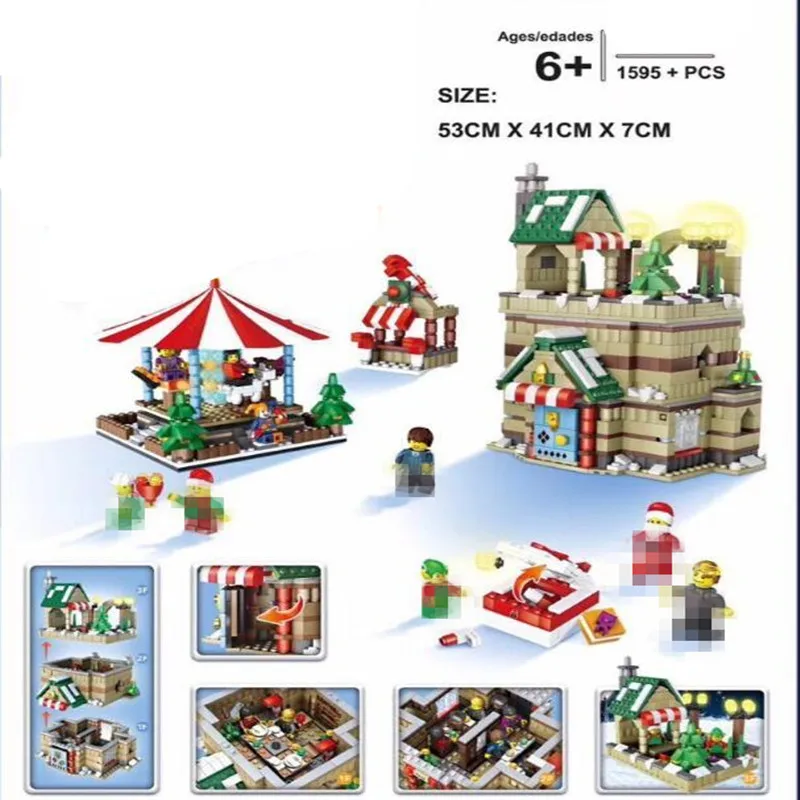 

Girl Series Winter Village christmas Modular Creator Santa Reindeer Building Bricks Blocks Toys Compatible