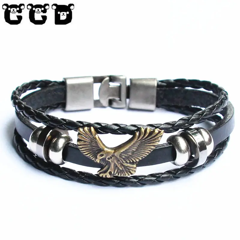 Новинка, модные поп турецкие браслеты с крыльями для мужчин, кожаные браслеты высокого качества, популярные браслеты дружбы В рыцарском стиле - Окраска металла: CCD016 A
