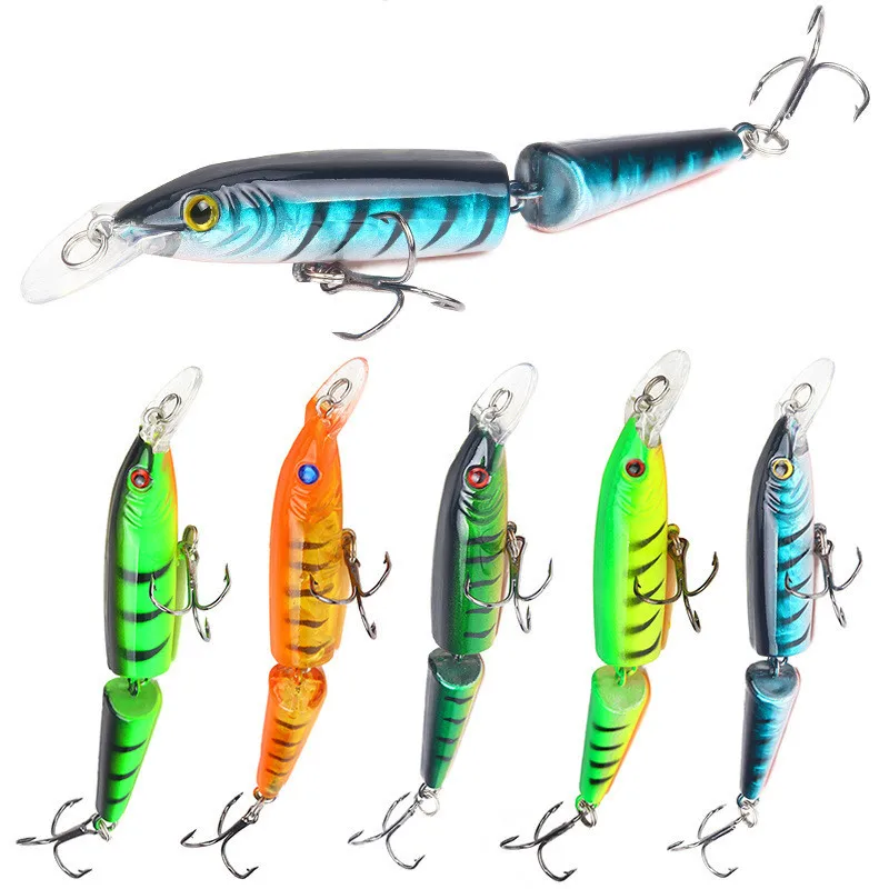 

5Pcs/set 105mm 9g Fishing Lure Artificial Minnow Lures Bait Wobblers Crankbait 2 Segments Swimmer Fish Hard Baits Treble Hooks