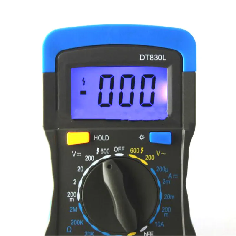 DT830L A830L цифровой мультиметр с подсветкой AC/DC Амперметр Вольтметр Ом тестер метр Ручной ЖК-дисплей Multimetro напряжение тока