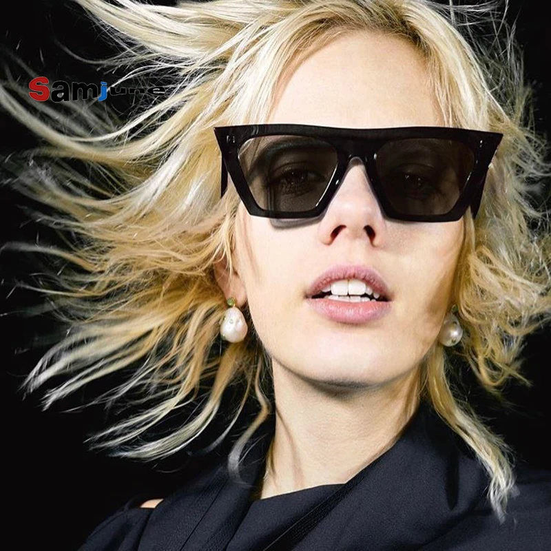 Samjune Мода 2017 г. «кошачий глаз» Для женщин солнцезащитные очки оригинальные зеркало очки высокое качество sun новый Gafas Óculos