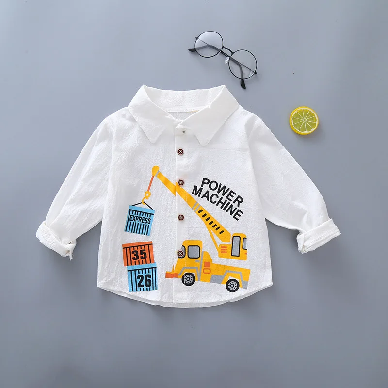 Розничная, детская одежда рубашка с рисунком для мальчиков летние топы с длинными рукавами для маленьких мальчиков ростом от 80 до 120 см