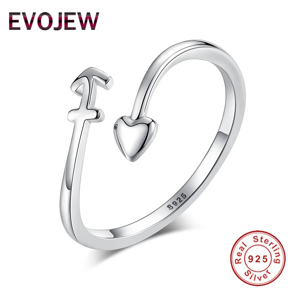 EVOJEW натуральная 925 пробы Серебряный Sweet Heart Кольца для Для женщин регулировочного