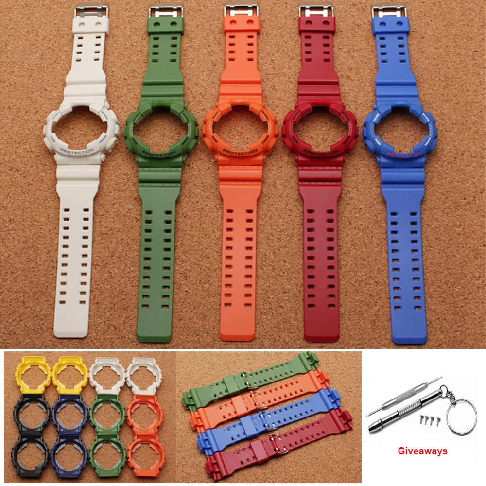 21cm Rubber Watchband Dial Case Strap 