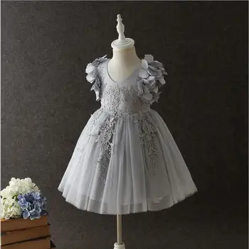 

1piece fashion Kids Girls Dresses for Party and Wedding Formal Evening Petal Sleeve Lace string Tutu Birthday Dress