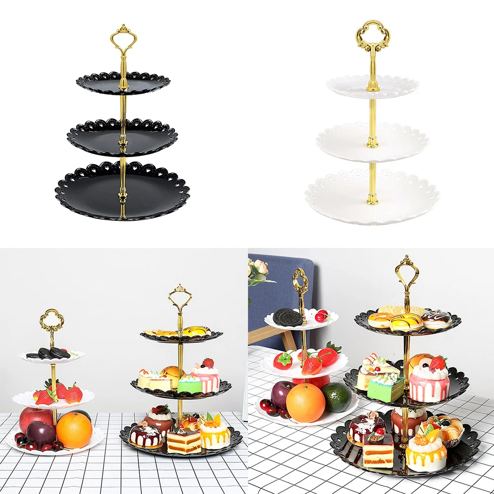 3 ярусный торт подставка, лоток декор круглое пирожное-Корзиночка Свадьба День рождения Чай Торт Стенд контейнер для сладостей