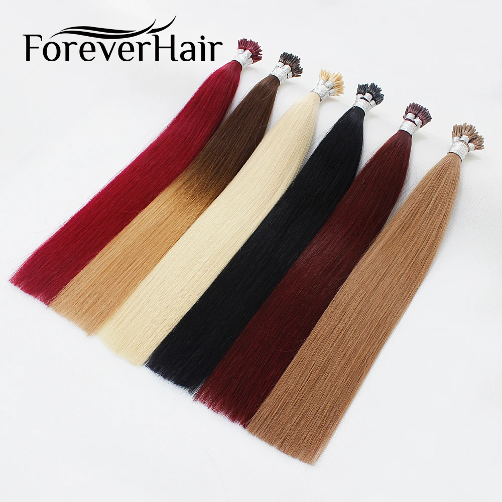 FOREVER HAIR 0.8g/s 16" 18" 20" 24" Remy I Tip Human Hair Extension Color Fusion 100 European