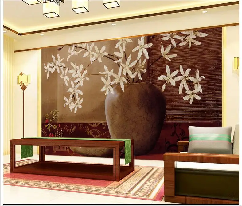 3D wall murals wallpaper custom picture mural HD oil painting vase