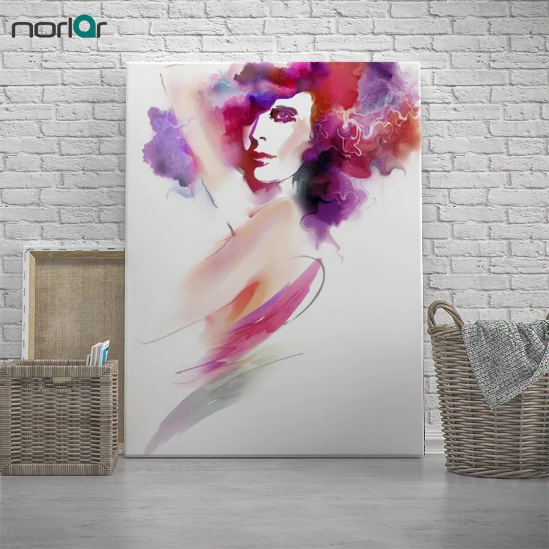 Canvas Painting Art Print Watercolor Beauty Woman Wall Pictures For