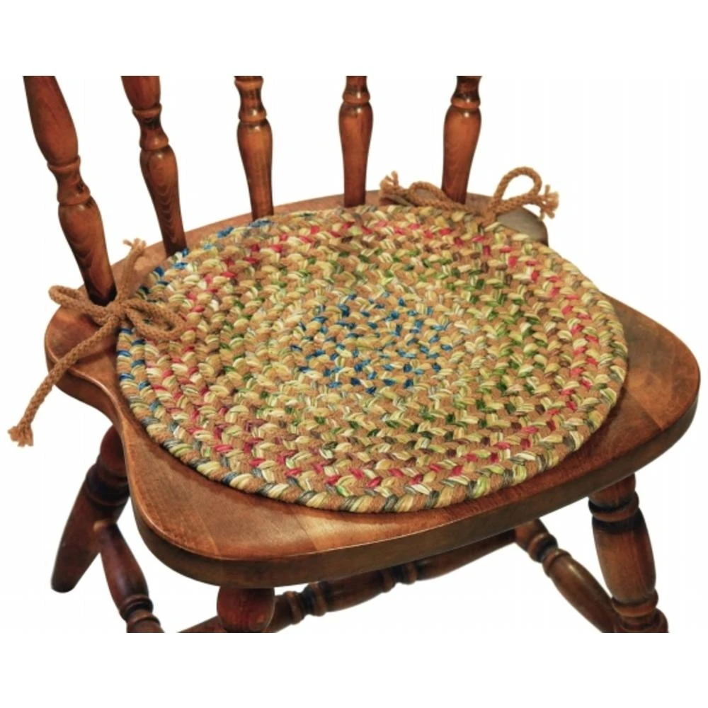 

Rhody Rug KA53A015X015-4 Katie Multi Braided Chair Pads Camel - Set Of 4