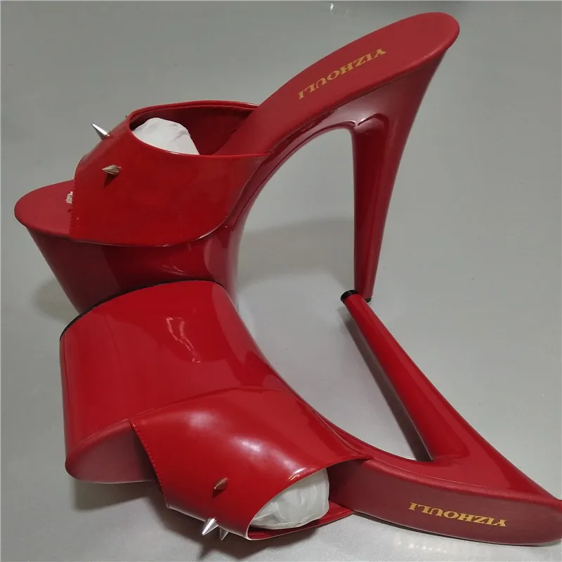 20 cm high heels drag, sexy riveted nightclub high-heeled slippers, 8-inch pole dancing Slippers