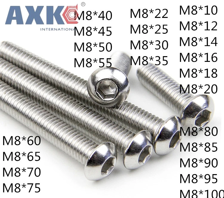 

M8 ISO7380 304 stainless steel round head socket head cap screws Pan head socket head cap screws M8*10-100mm