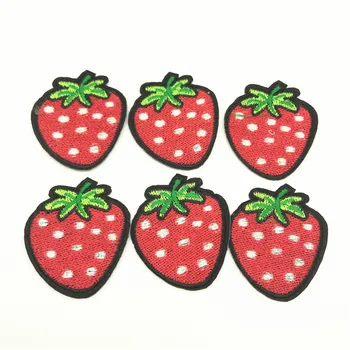 

100pcs Wholesale 6.0*4.5cm Fruit strawberries Patches Iron Embroidered Sticker Applique Iron on Patch Sewing Badge Stickers