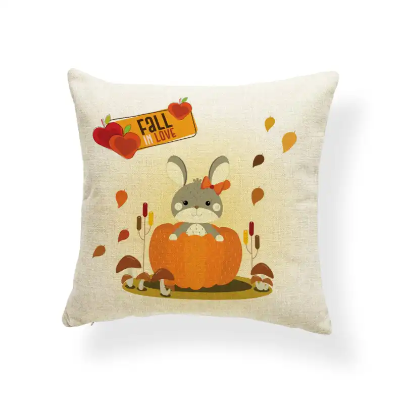 Autumn Cartoon Animal Pillow Set Fox Owl Rabbit Sheep Maple Leaf