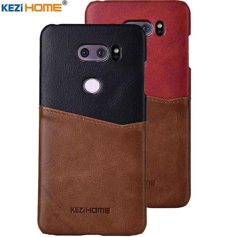 

KEZiHOME Case for LG V30 V30+ Plus Two Colors Genuine Leather Hard Back Cover For LG V35 v30s with Card Pocket