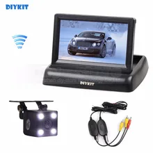 DIYKIT 4.3inch Car Reversing Camera Kit Car Monitor LCD Display Security LED Night Vision Car Rear View Camera