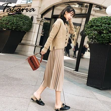 Tataria, плиссированная юбка с высокой талией, Женская бархатная однотонная длинная юбка, Женская трапециевидная плиссированная школьная юбка средней длины, Повседневная элегантная юбка