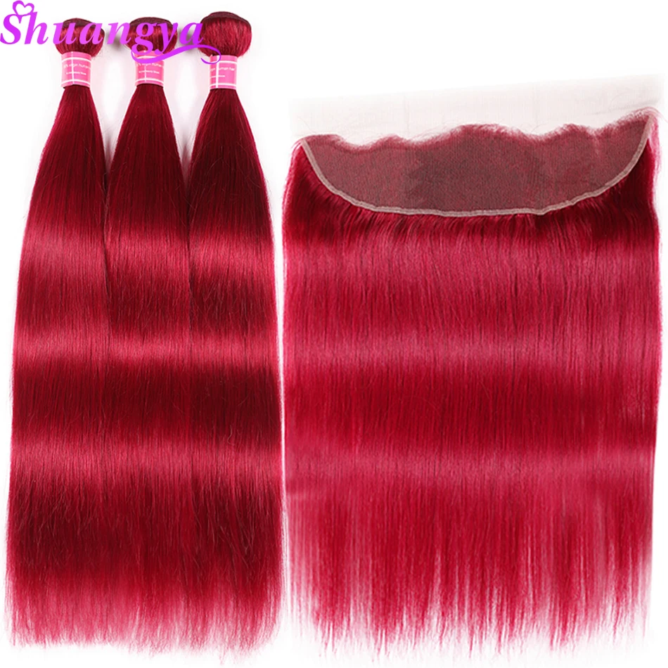 Pre-Colored Remy Bundles With Frontal Peruvian Straight Hair 13*4 Lace Frontal With Bundles Color Burg# 27# 30# 33# 99J# 4# Pre-Colored Remy Bundles With Frontal Peruvian Straight Hair 13*4 Lace Frontal With Bundles Color Burg# 27# 30# 33# 99J# 4#