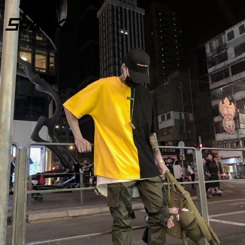 Paint Letter Print T Shirt Men Hip Hop 