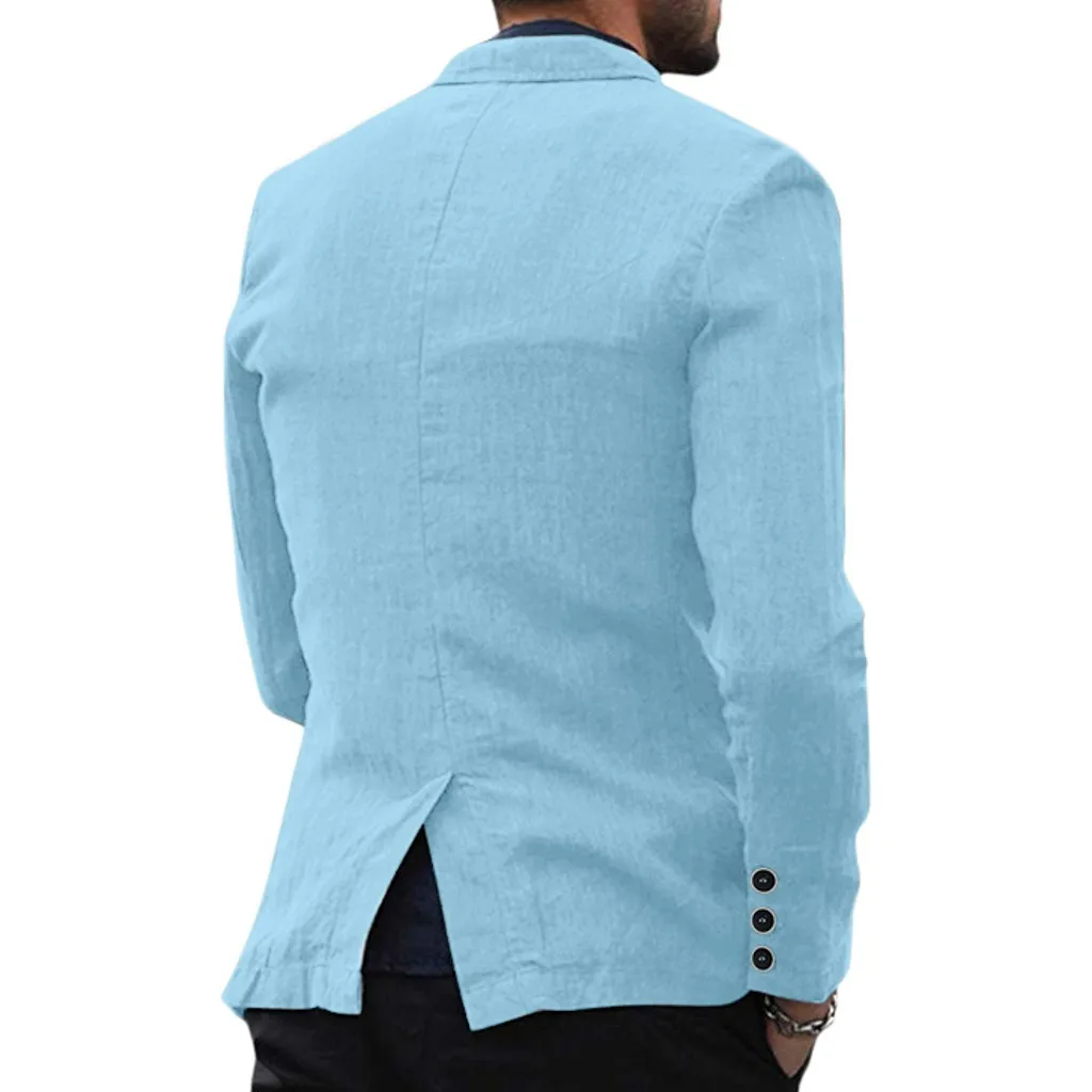 Приталенный хлопковый пиджак для мужчин из твердого материала dudoulu для деловых костюмов, пальто с длинным рукавом, куртка размера плюс