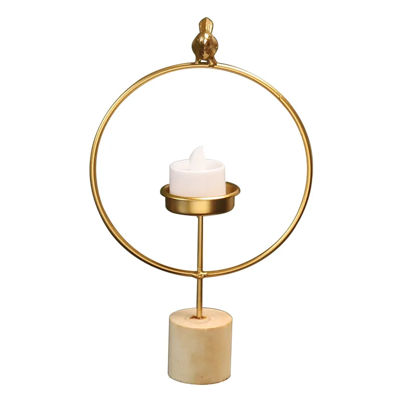 

Europe Geometric golden bird Metal Round Candle Holder Wedding Centerpieces Decorative Iron Candlestick Lantern Decor Crafts