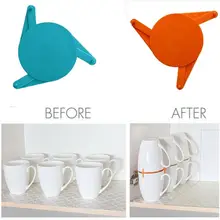 Кофейная кружка, органайзер для хранения, штабелер на полку кухонного шкафа, расширяемый Штабелируемый гаджет для чашек синего/оранжевого цвета