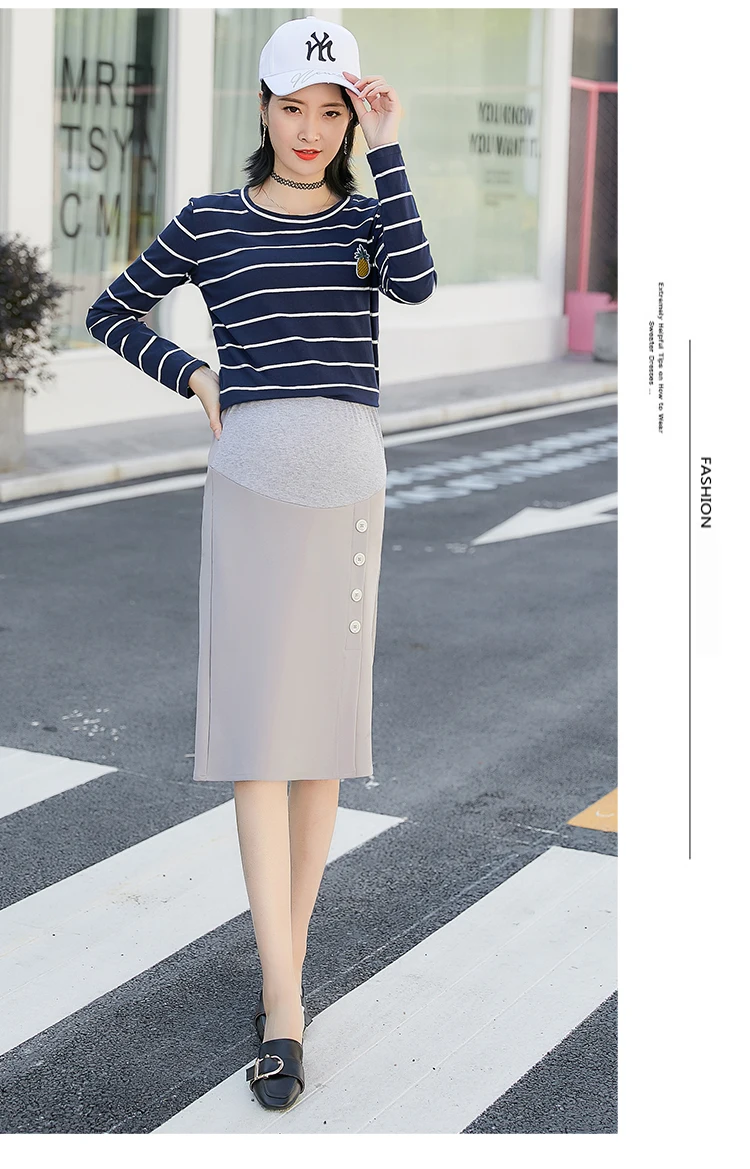 Весна Осень Корейская мода для беременных юбки для беременных женщин деловая профессиональная прямая юбка для беременных скидка 25