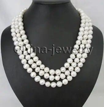 

P7754 -50" 9-10mm natural white round freshwater pearl necklace