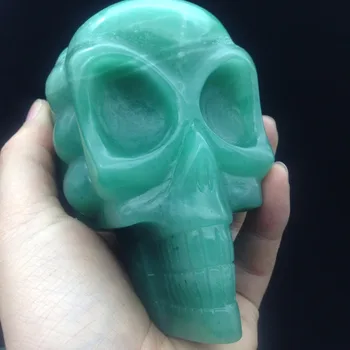 

TT374(947g) Amazing Special Alien Green Aventurine Skull Reiki Crystal Skull Home Decoration Hot Sale