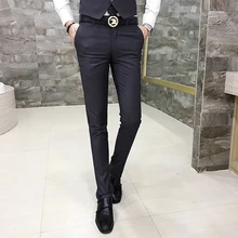 Мужские повседневные брюки, модные однотонные хлопковые брюки, дикие однотонные тонкие мужские простые брюки для отдыха