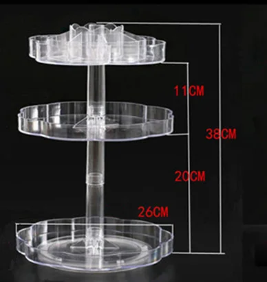 Прозрачный акриловый 3/4 слоев, органайзер для макияжа, полка, вращающаяся на 360 градусов, стойка для хранения косметики, большая емкость, коробка для хранения - Цвет: 3 tiers