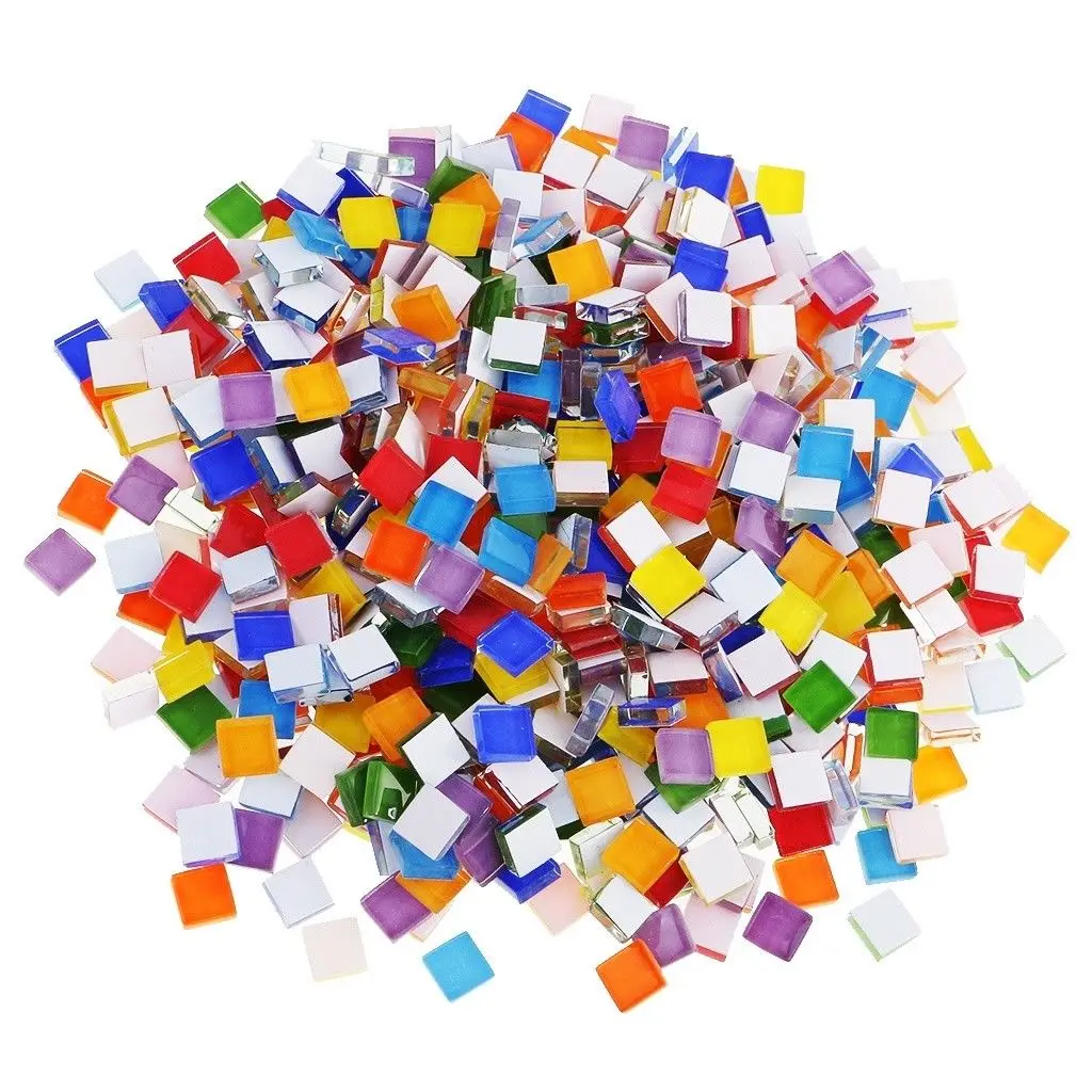 100g Multi Colors Square Clear Glass Mosaic Tile DIY Crafts Transparent Stone Children Puzzle Creativity Art Stone Gift