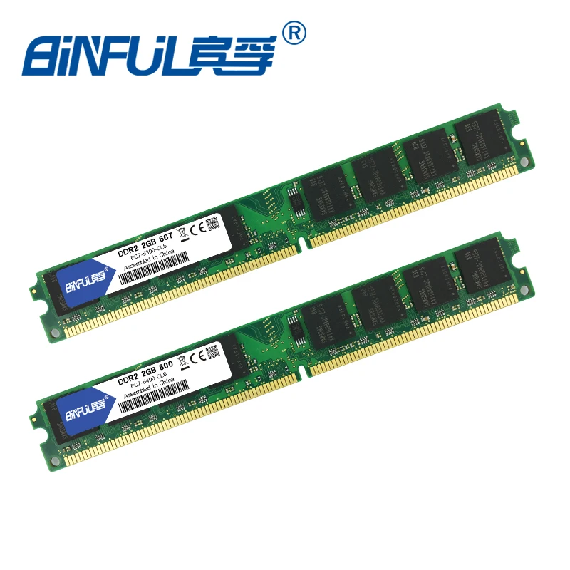 BINFUL DDR2 2 Гб 667 МГц 800 МГц памяти PC2-5300 PC2-6400 memoria для настольного компьютера оперативной PC без кода коррекции ошибок 1,8 V